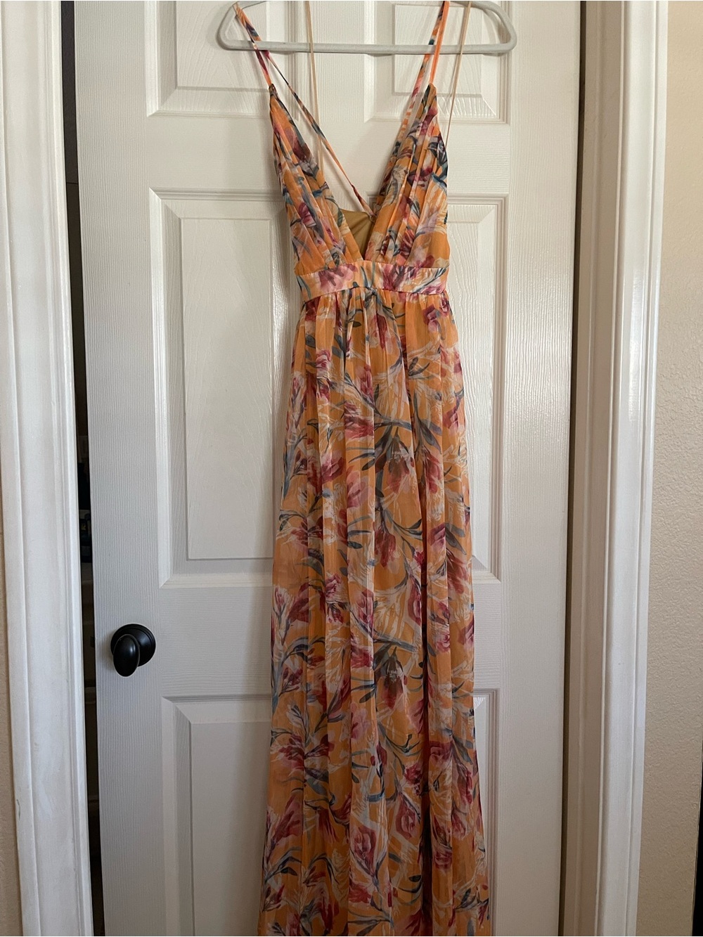 Chicwish Mustard Yellow Floral V-Neck Maxi Dress